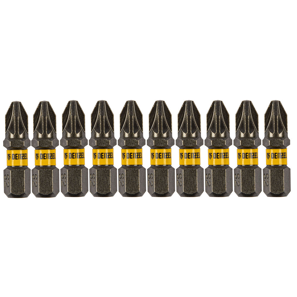 Бита PZ2х25, сталь S2, шестигранный профиль, 10 шт. Е 6,3 Denzel (11654)