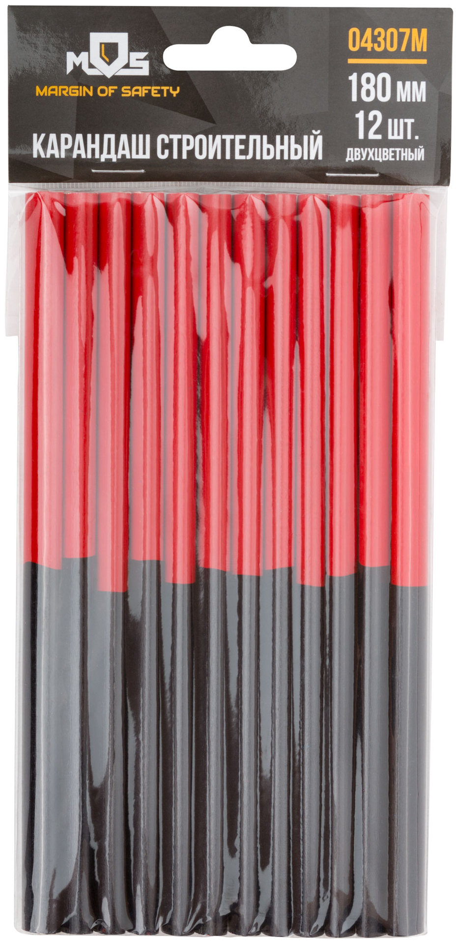 Карандаши строительные, 180 мм, 12 шт., 2-х цветные (04307М)
