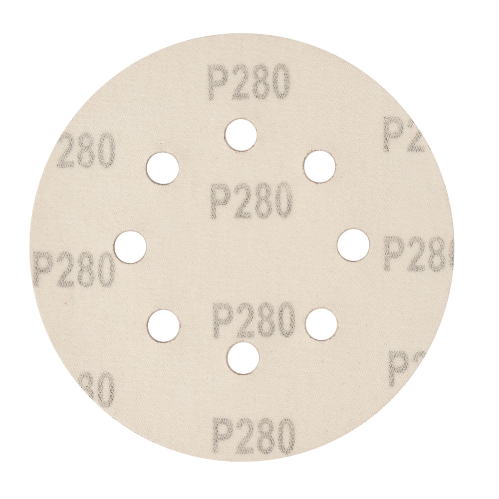 Круг абразивный на ворсовой подложке под липучку, перфорированный, P 280, 125 мм, 5 шт Сибртех (738127)
