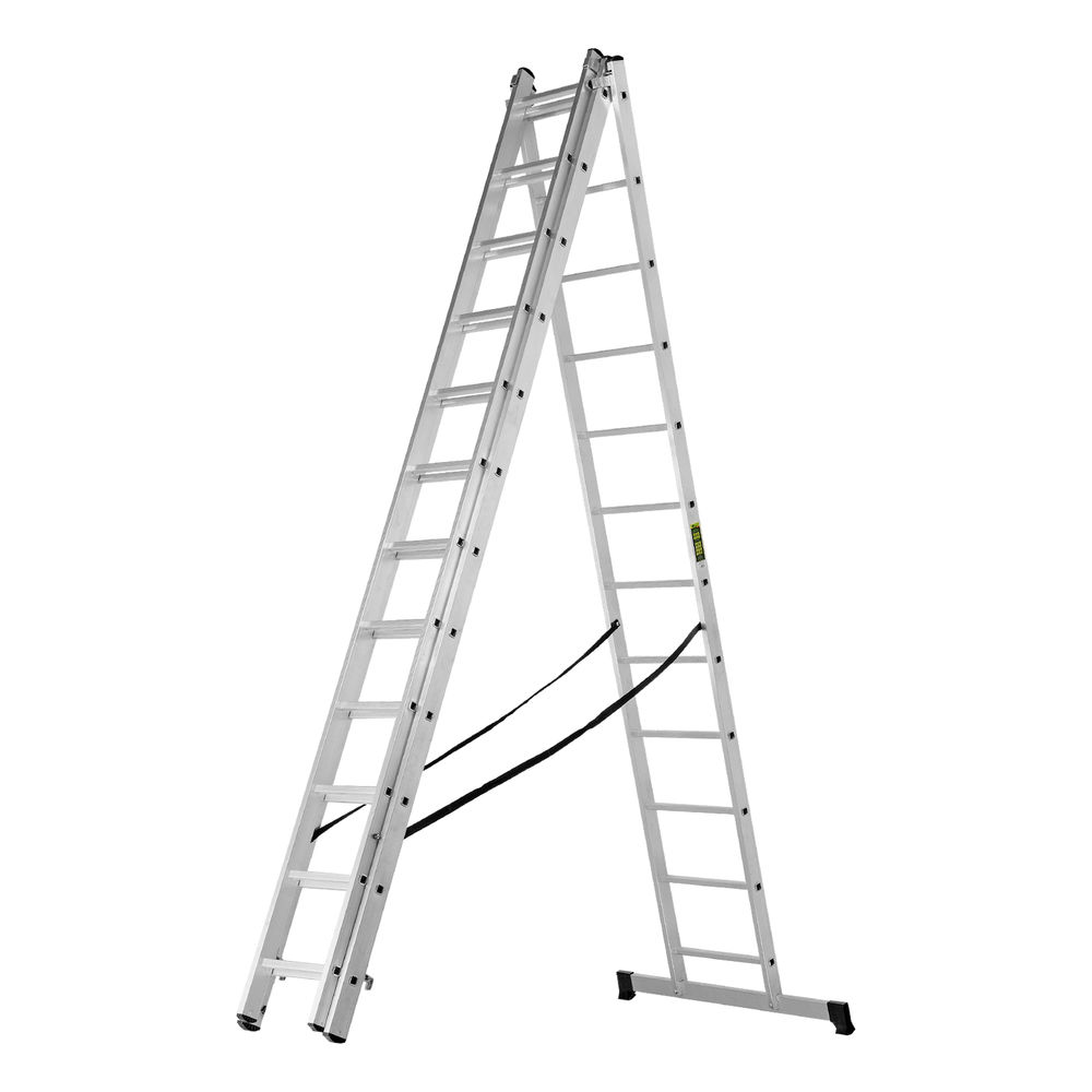 Лестница, 3 х 12 ступеней, алюминиевая, трехсекционная, Сибртех (97822)
