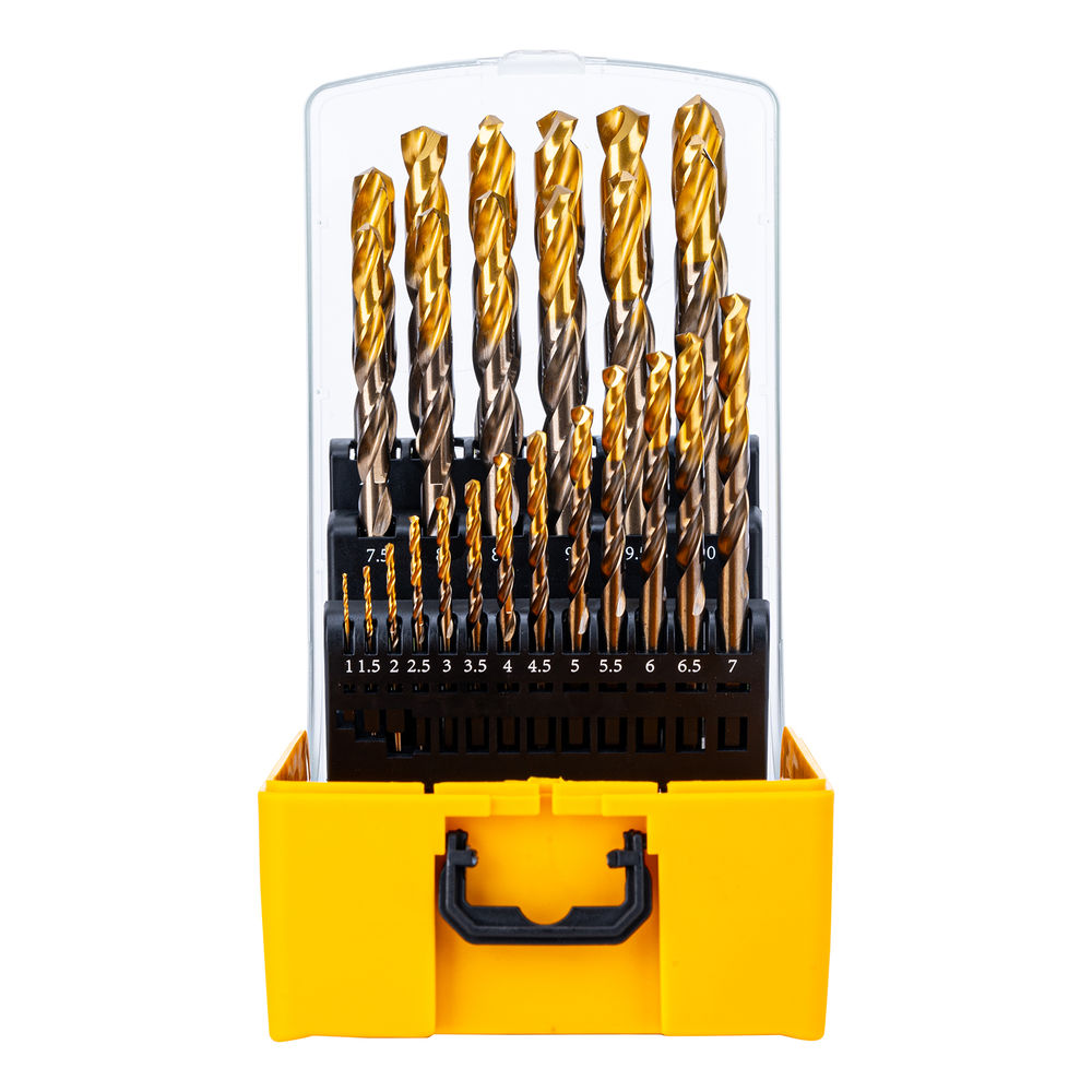 Набор сверл по металлу, 1-13 мм, Р6М5К8-TiN, Golden Tip, 25 шт Denzel (723010)