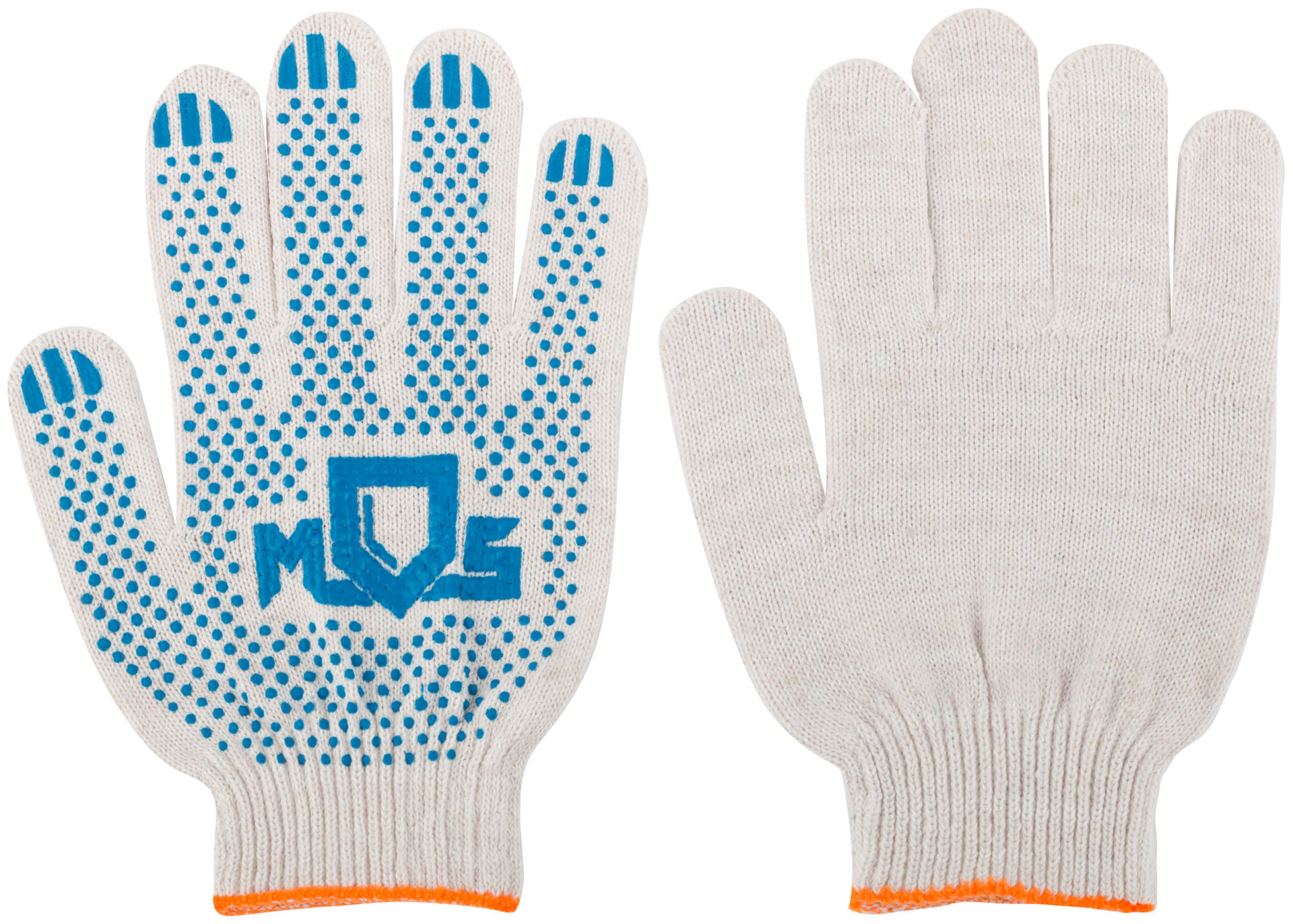 Перчатки вязаные (4 нити), х/б, с ПВХ, 10 класс вязки (12484)