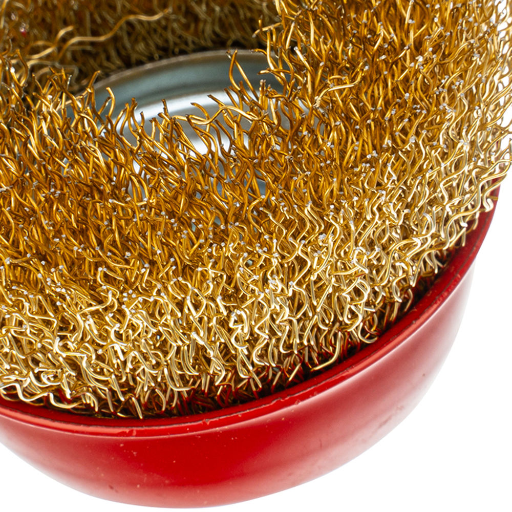 Щетка для УШМ, 65 мм, М14, чашка, латунированная витая проволока Matrix (74603)