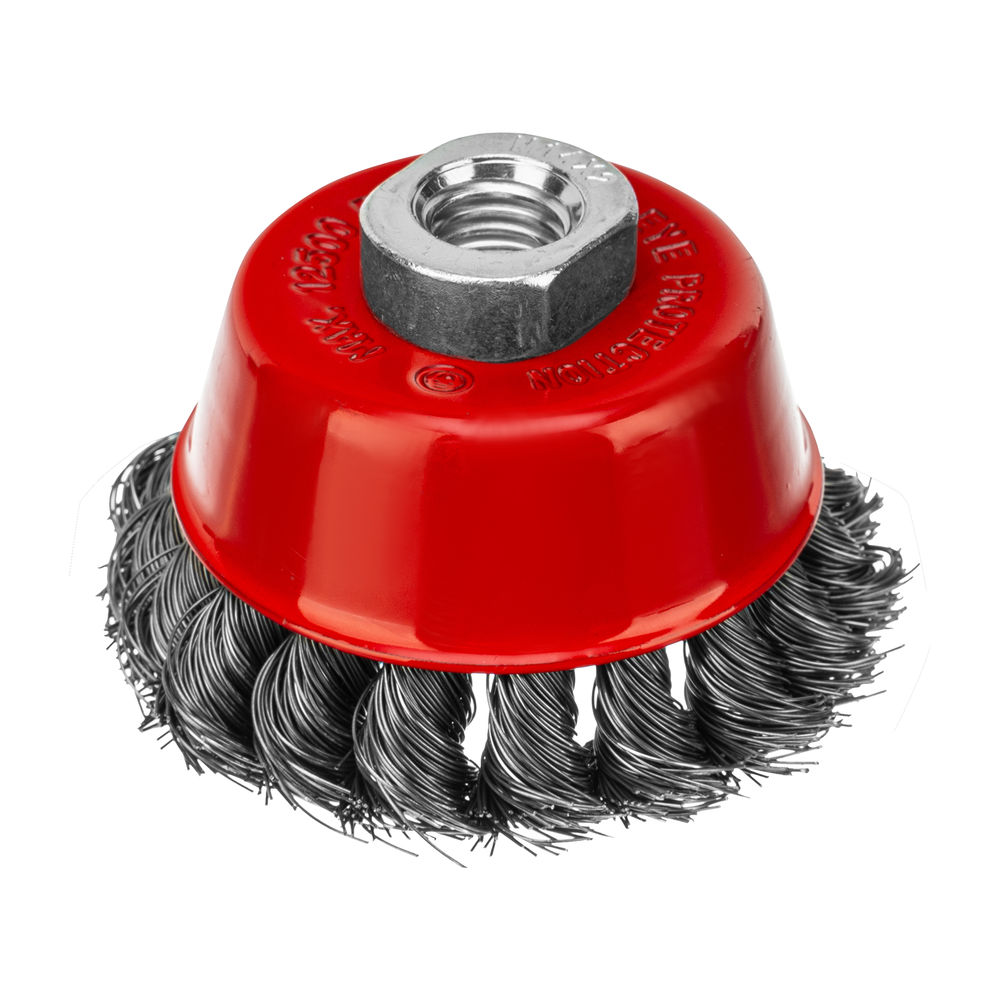 Щетка для УШМ, 75 мм, М14, чашка, крученая проволока 0.35 мм Matrix (74614)