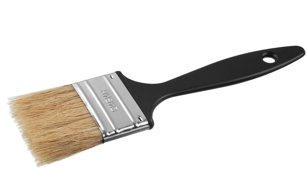 Кисть плоская 50 мм 2 светлая смешанная щетина пластиковая ручка все виды ЛКМ СИБИН 01008-050