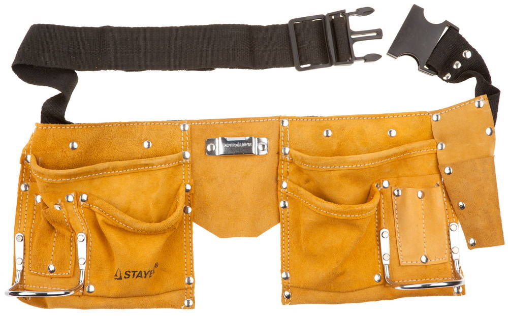 Пояс для инструментов с 10 карманами кожаный, 2 скобы STAYER 38510