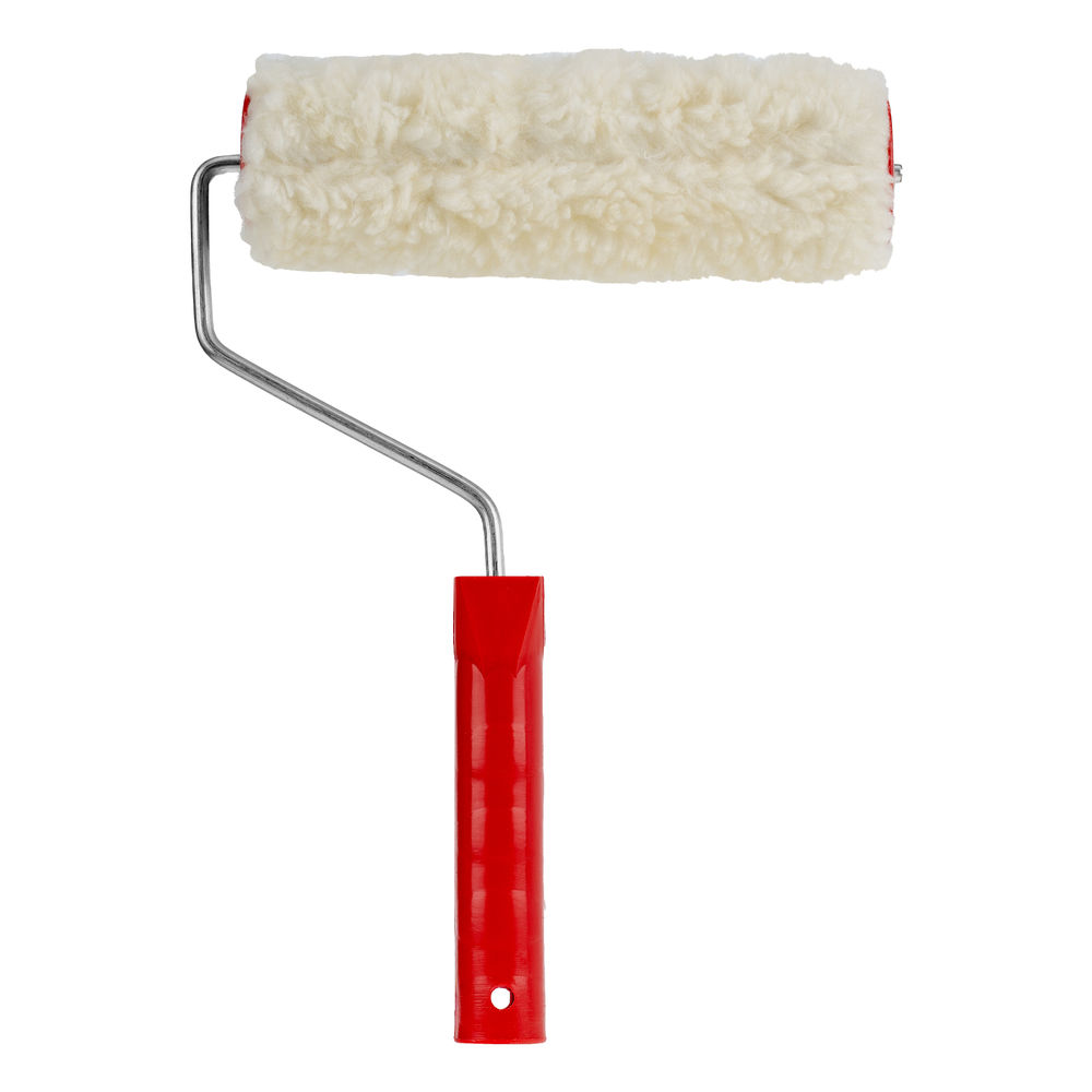Валик Натуральный мех, в сборе, 200 мм, D 48 мм, D ручки 6 мм, крепление шплинтом Сибртех (80163)