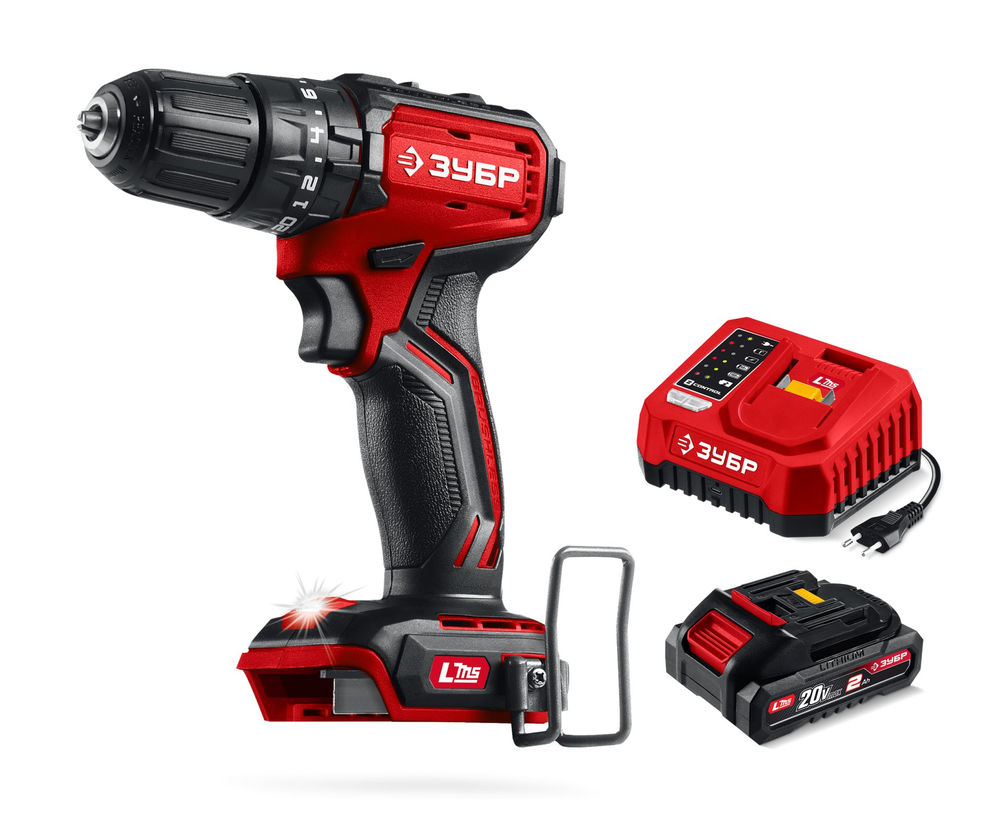 Дрель-шуруповерт ударная бесщеточная 20 В 45 Н·м 1 АКБ LMS 2 А·ч ЗУБР ДБУ-45-21