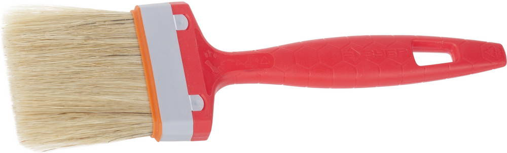 Кисть плоская 63 мм, 2.5, светлая натуральная щетина, пластмассовая ручка, все виды ЛКМ ЗУБР УНИВЕРСАЛ 01015-063