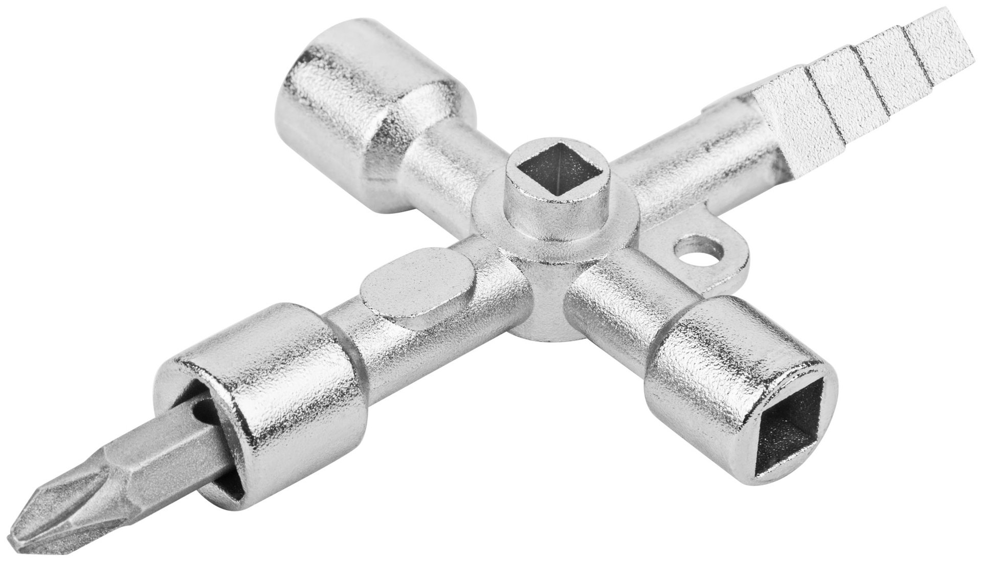 Ключ универсальный для электрошкафов 5-в-1, двусторонняя CrV бита PH2/SL7 (60107)