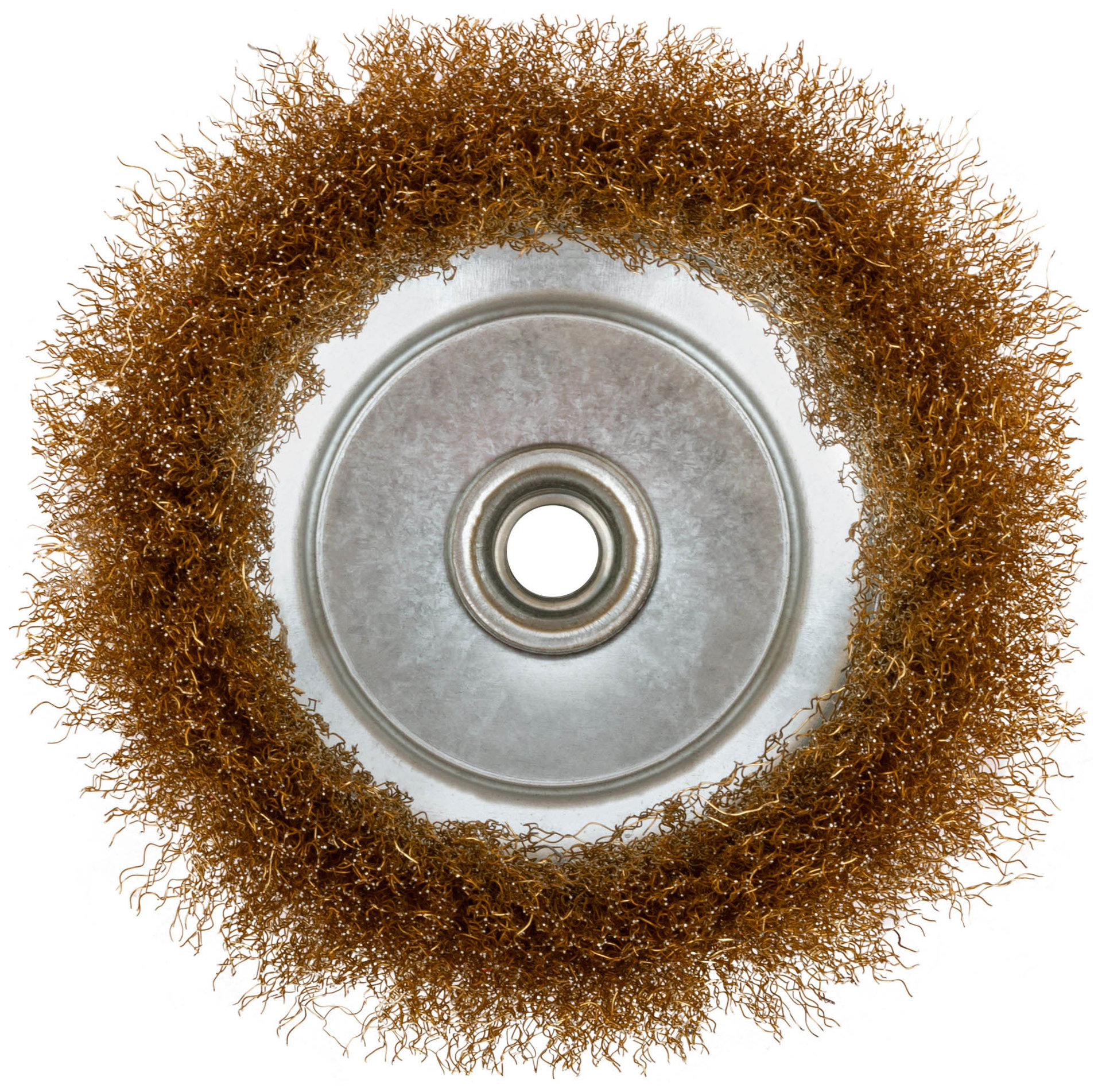 Корщетка чашечная, гайка М14, стальная латунированная волнистая проволока 150 мм (39040)