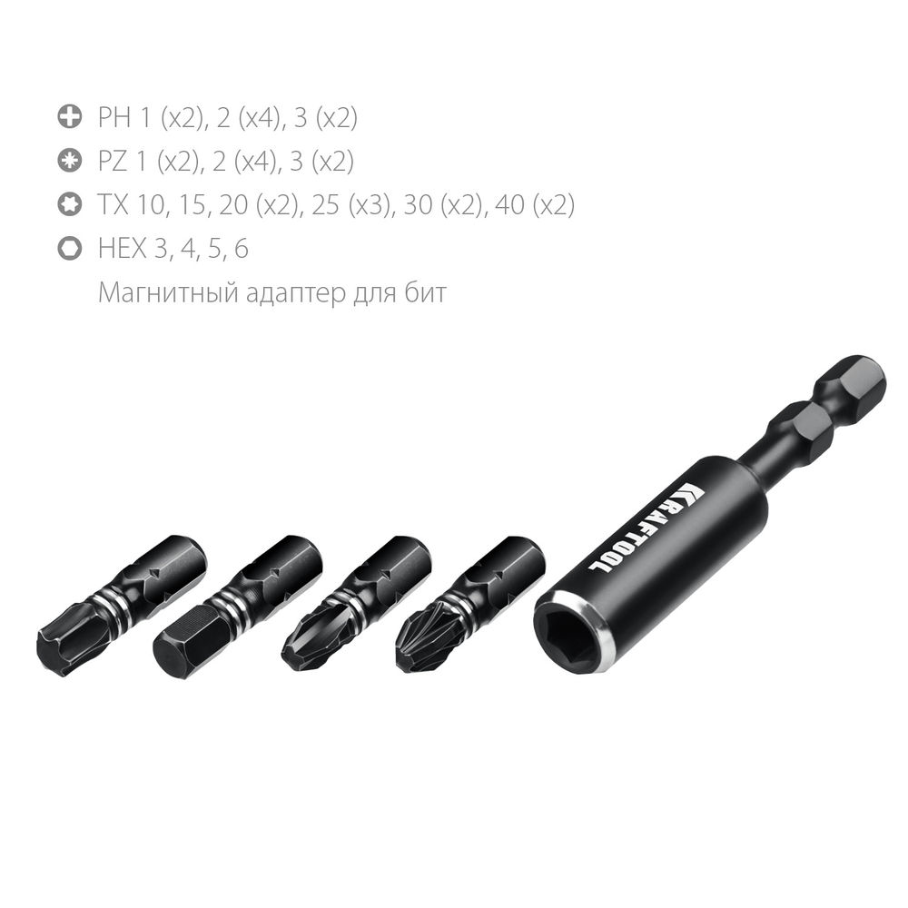 Набор ударных бит Impact-32, 32 шт KRAFTOOL 26066-H32