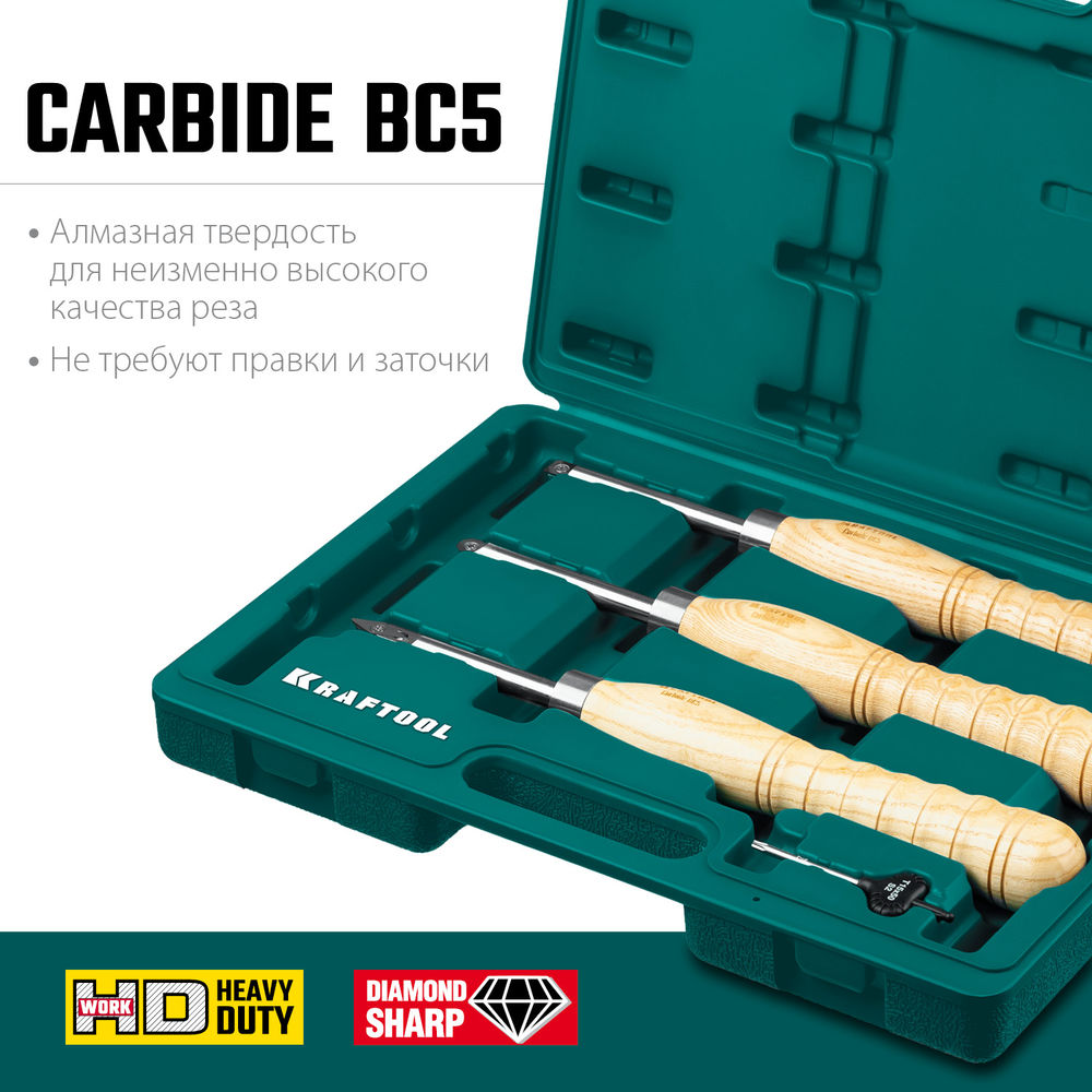 Набор ручных резцов по дереву Precision-3, 3 предм. KRAFTOOL 18369