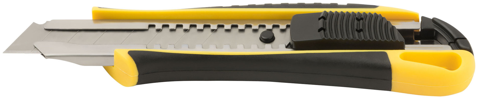 Нож технический 18 мм усиленный прорезиненный, 2-х сторонняя автофиксация (10247)