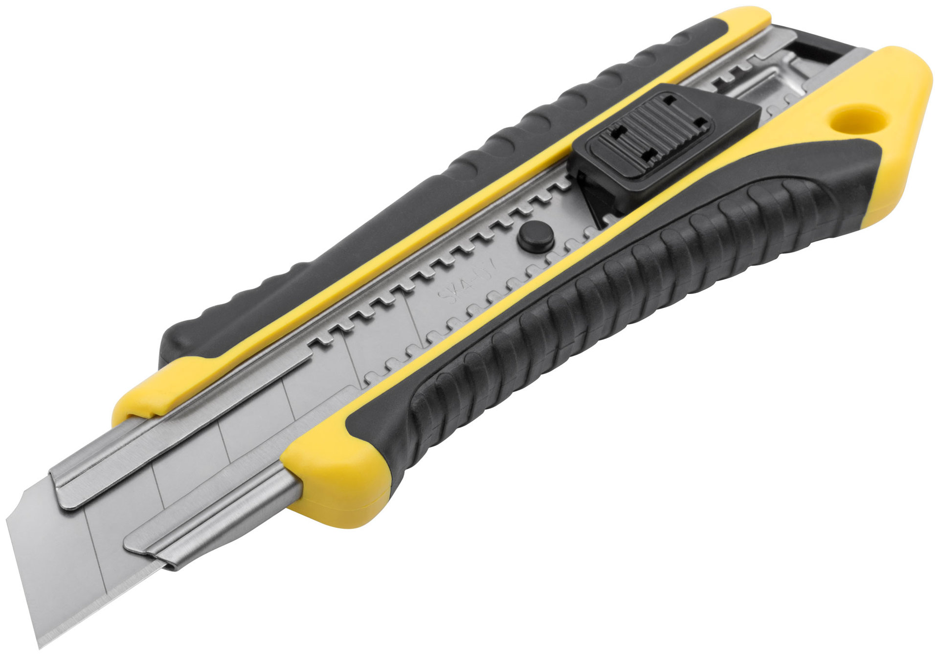 Нож технический 25 мм усиленный прорезиненный, кассета 3 лезвия (10327)