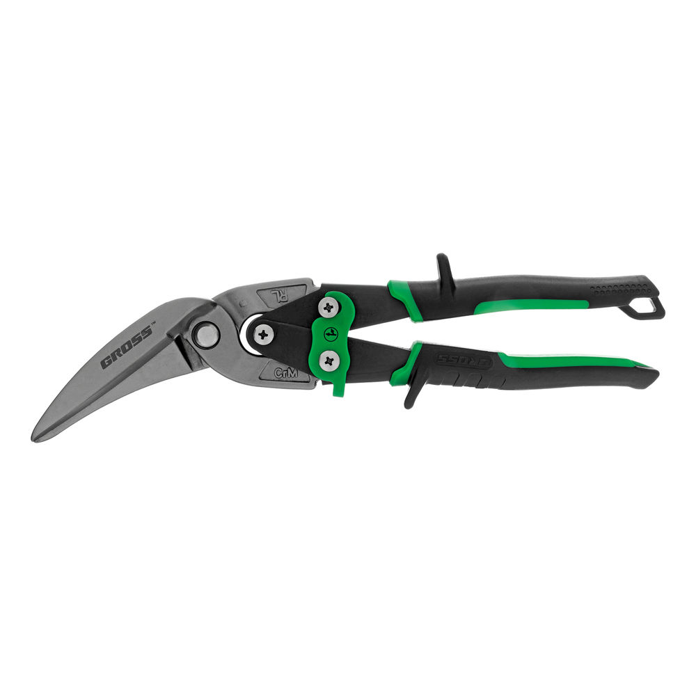 Ножницы по металлу Piranha, 270 мм, прямой и правый проходной рез, сталь СrMo, двухкомпонентные рукоятки Gross