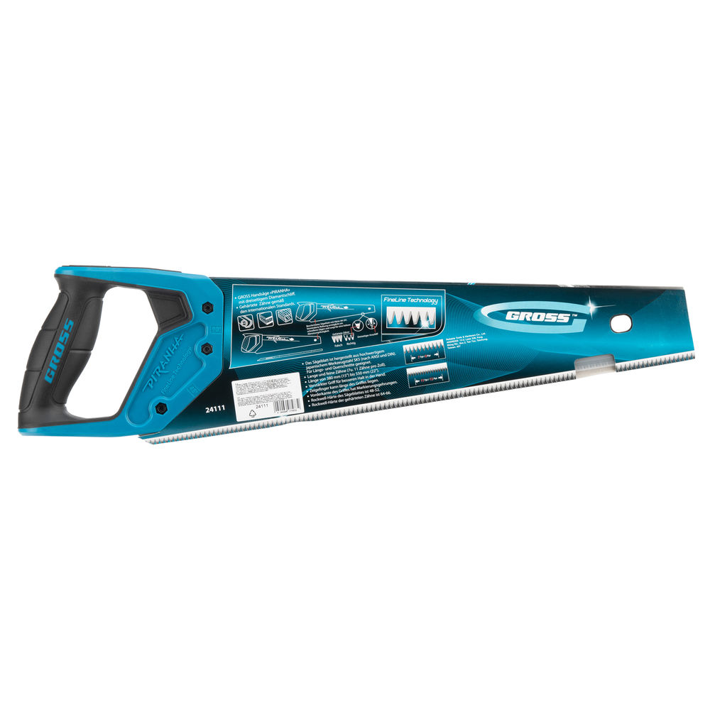 Ножовка по дереву Piranha, 400 мм, 11-12 TPI, зуб-3D, каленый зуб, тефлоновое покрытие полотна, двухкомпонентная рукоятка Gross