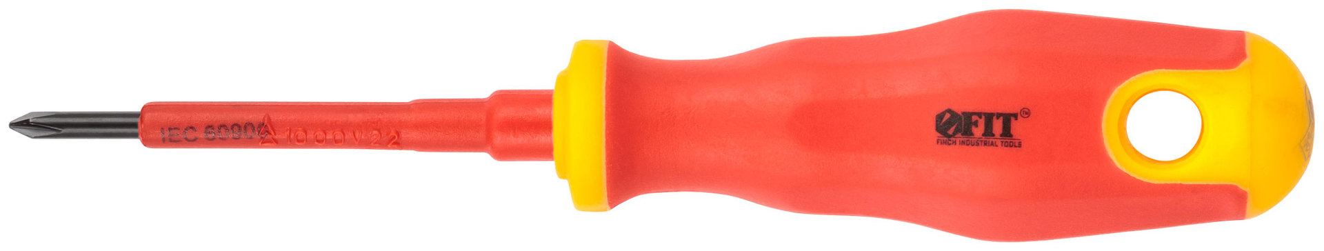 Отвертка изолированная 1000 В, CrV сталь, прорезиненная ручка 3х60 мм РН0 (55891)