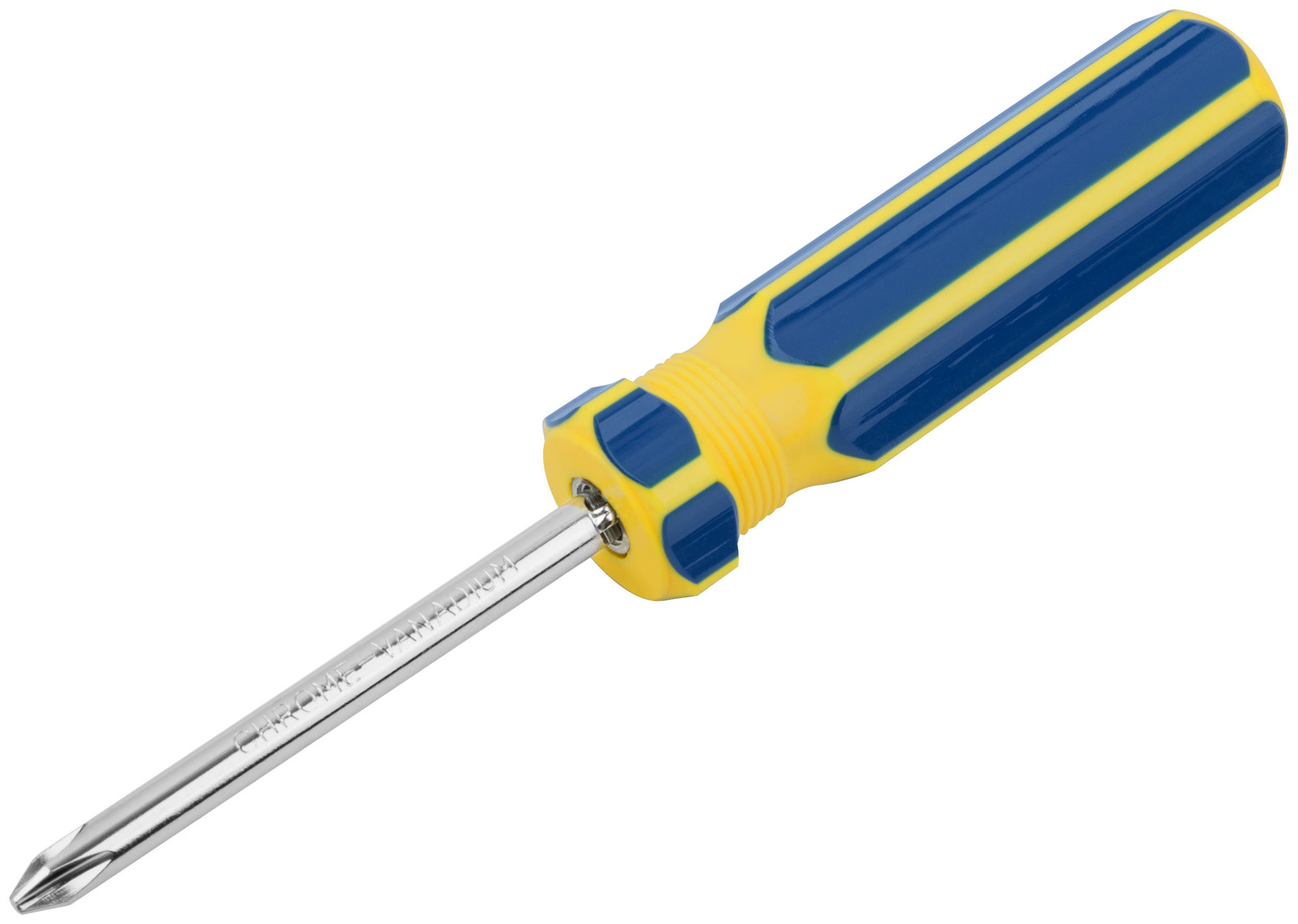 Отвертка с переставным жалом, CrV сталь, сине-желтая пластиковая ручка 6х70 мм PH2/SL6 (56218)