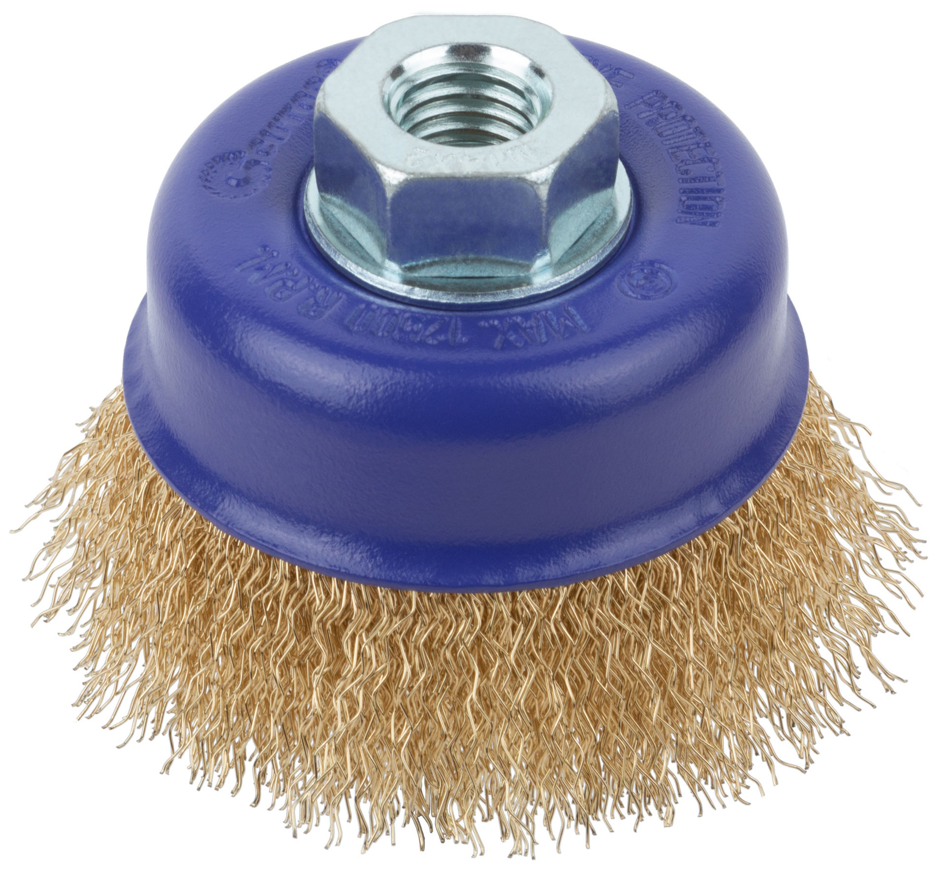 Щетка для УШМ, М14, тип Чашка, латун. витая проволока 0,3 мм, 75 мм, блистер, CUTOP Profi (82-894)