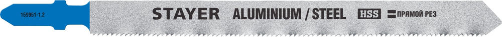 Полотна для лобзика 2 шт, 110 мм / 1.2 мм, T-хвост., HSS сталь, по металлу 1-3 мм, по алюмин. профилям до 65 мм T318A STAYER 159951-1.2