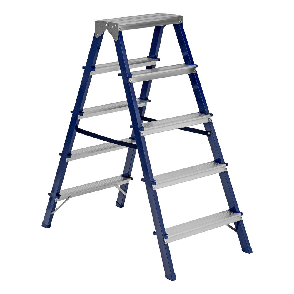 Стремянка двусторонняя 5 ступеней, стальная, Сибртех (97935)