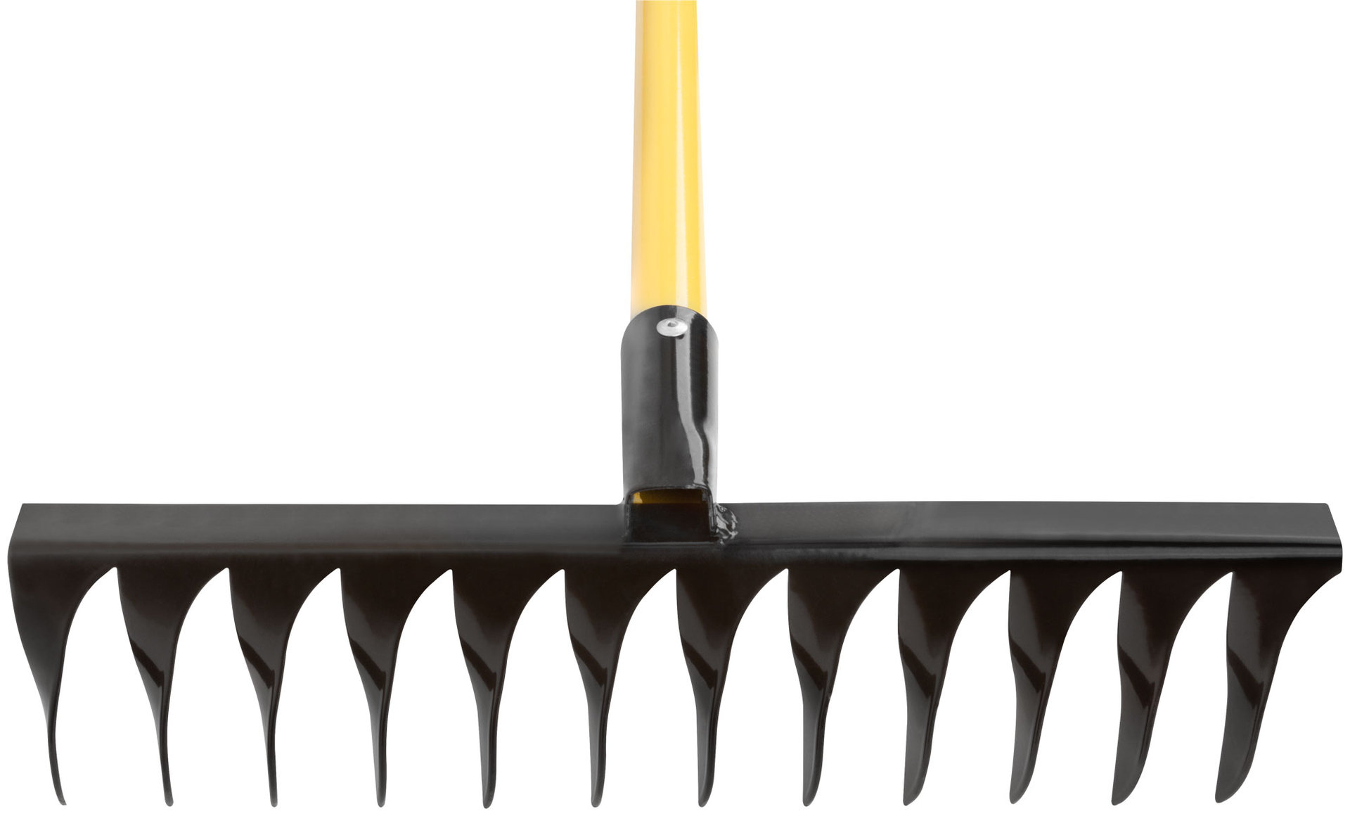 Грабли, витой зуб, 12 зубьев, с желтым метализированным черенком (76978)