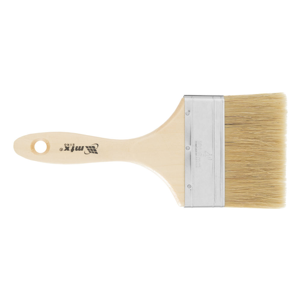 Кисть плоская Евро 4, натуральная щетина, деревянная ручка MTX (83057)
