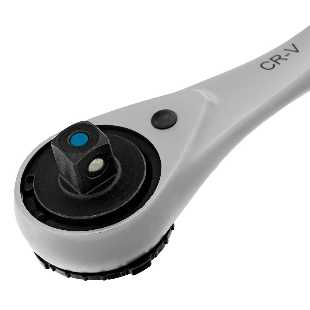 Ключ-трещотка 3/8, CrV, 120 зубьев, с быстрым сбросом, цельнометаллический, хром Gross