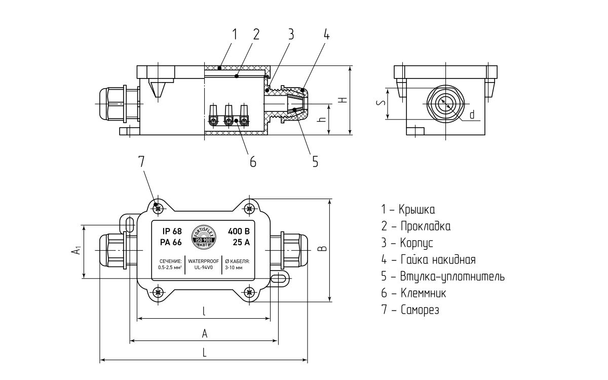 Коробка распределительная герметичная MG Box S-2 IP68 (Fortisflex) (89509)