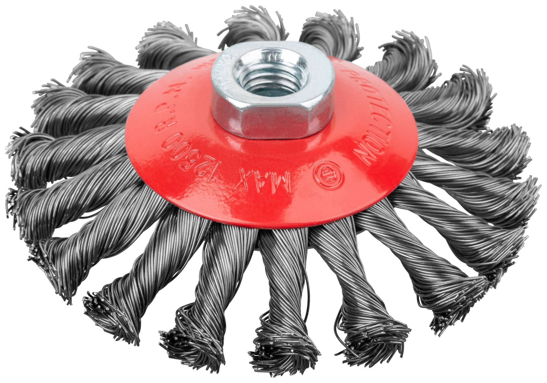 Корщетка-колесо с наклоном, гайка М14, стальная витая проволока 115 мм (39115)