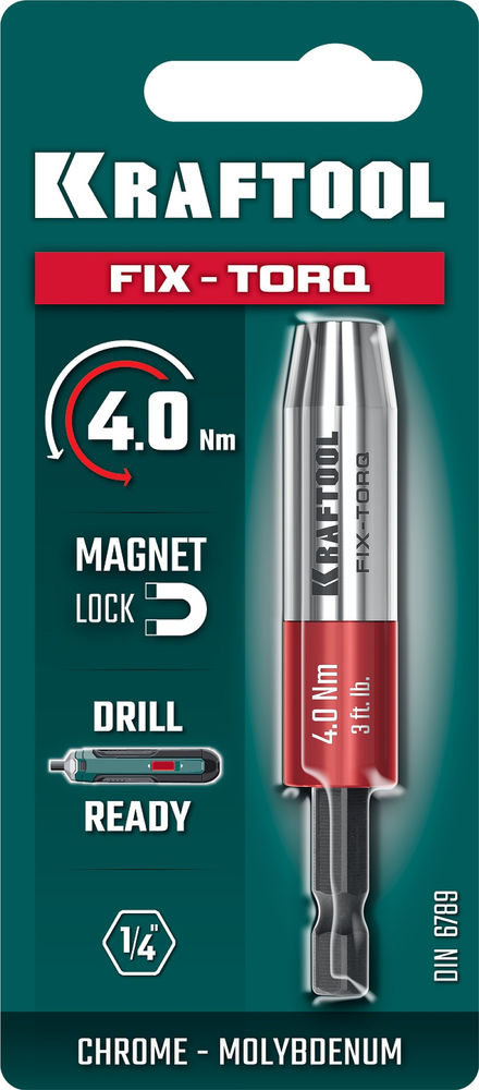 Динамометрический адаптер для бит FIX-TORQ, 4.0 Нм KRAFTOOL 64035-4.0