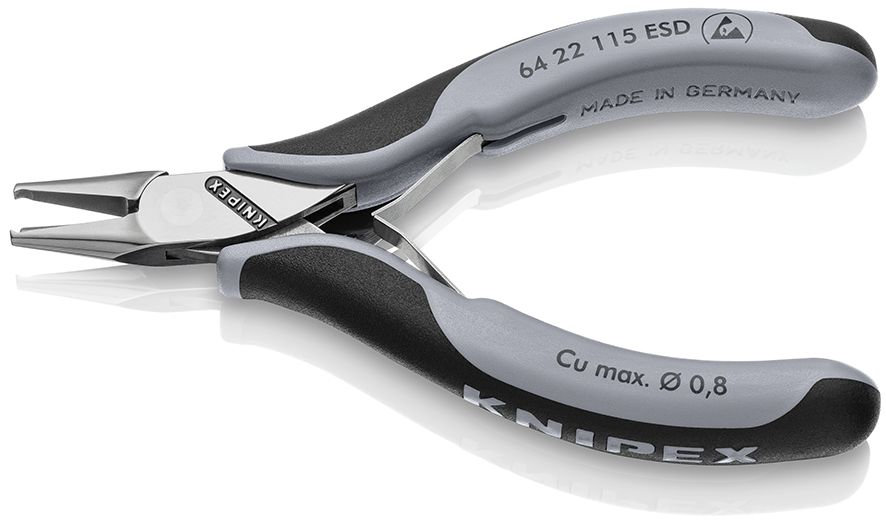 Кусачки торцевые для электроники ESD, маленькая фаска, узкие губки, 115 мм, 2-комп антистатические ручки (KN-6422115ESD)
