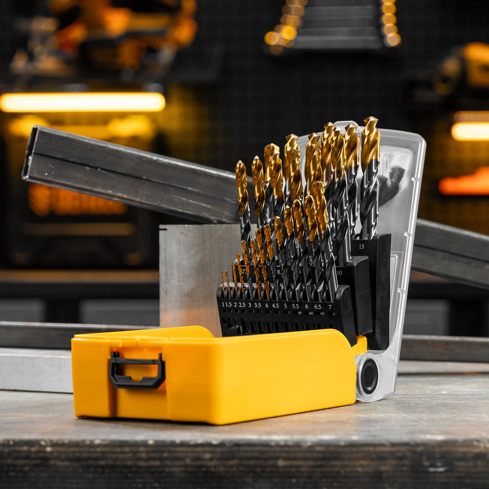 Набор сверл по металлу, 1-13 мм, Р6М5К8-TiN, Golden Tip, 25 шт Denzel (723010)