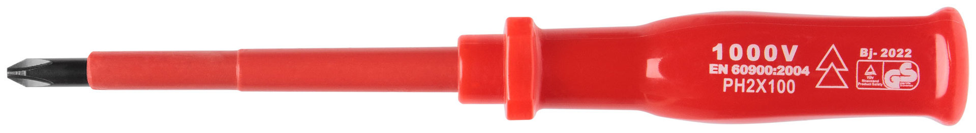Отвертка изолированная 1000 В, CrV сталь, пластиковая ручка РН2 х 100 мм (55808)
