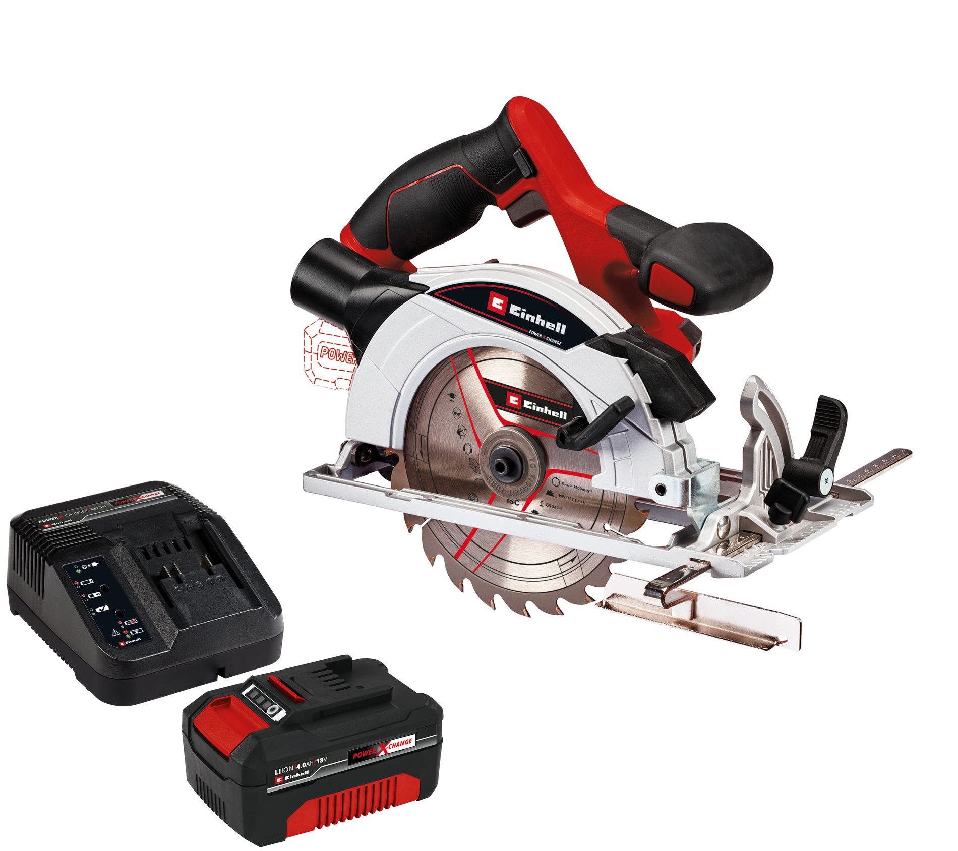 Пила циркулярная аккумуляторная Einhell PXC TE-CS 18/165-1 Li + 1 акк.4Ач + ЗУ 3А (4331207SET)