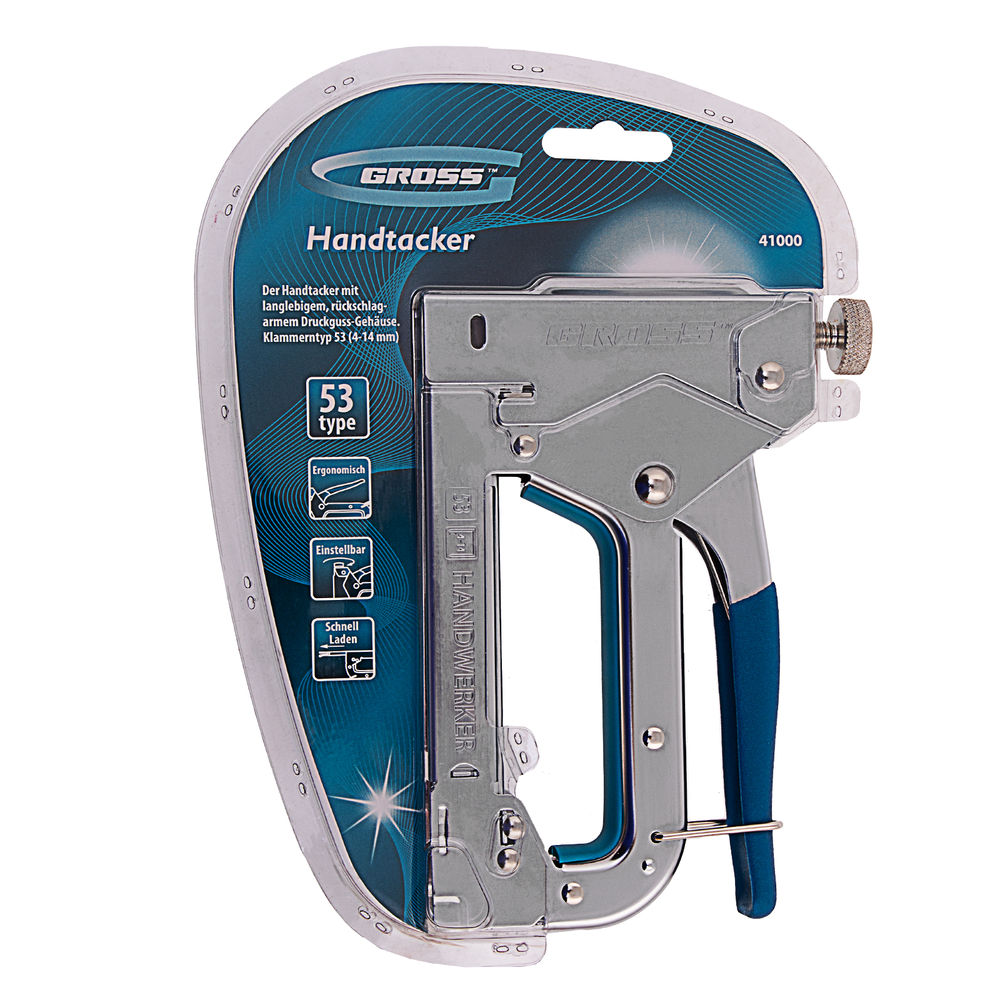 Степлер мебельный регулируемый (Handwerker) стальной корпус, тип скобы 53, 4-14 мм Gross (41000)