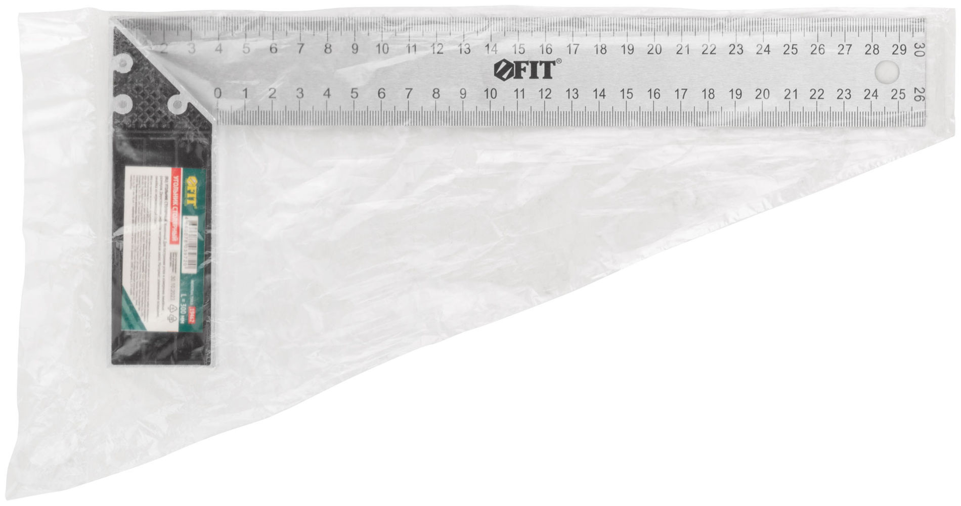 Угольник столярный, рифленая шкала, алюминиевое основание 300 мм (19462)