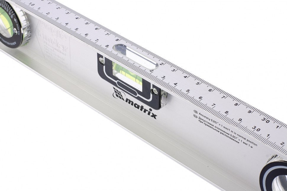 Уровень алюминиевый Рельс, 400 мм, 3 глазка (1 поворотный) Matrix (34020)