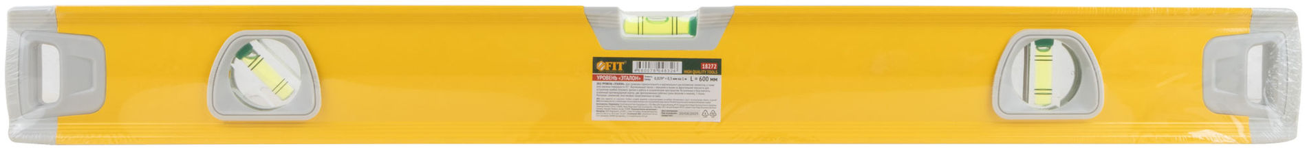 Уровень Эталон, 0,5 мм/м, 3 глазка, зеркало, усил. корпус, фрезер. раб. грани, магниты, ручки, Профи 600 мм (18272)