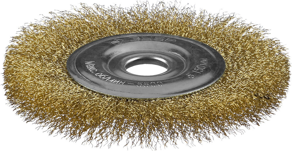Щетка дисковая для УШМ 150 мм, витая латунированная, стальная проволока 0.3 мм ЗУБР Профессионал 35187-150_z01