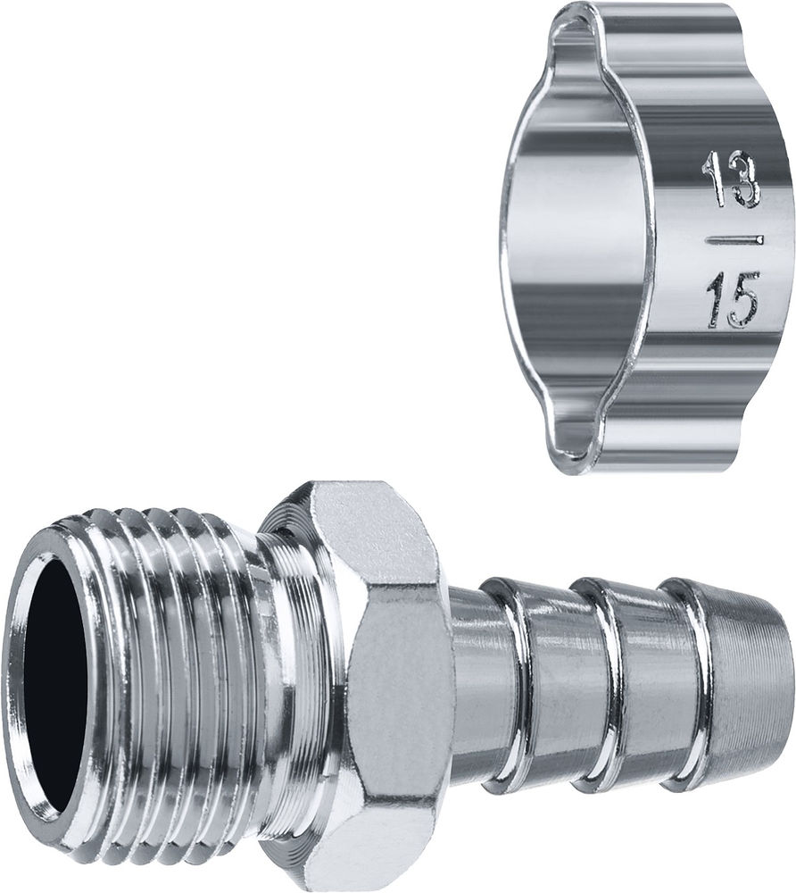 Переходник штуцер «елочка» 10 мм - 3/8M с обжимным хомутом ЗУБР Профессионал 64924-3/8-10