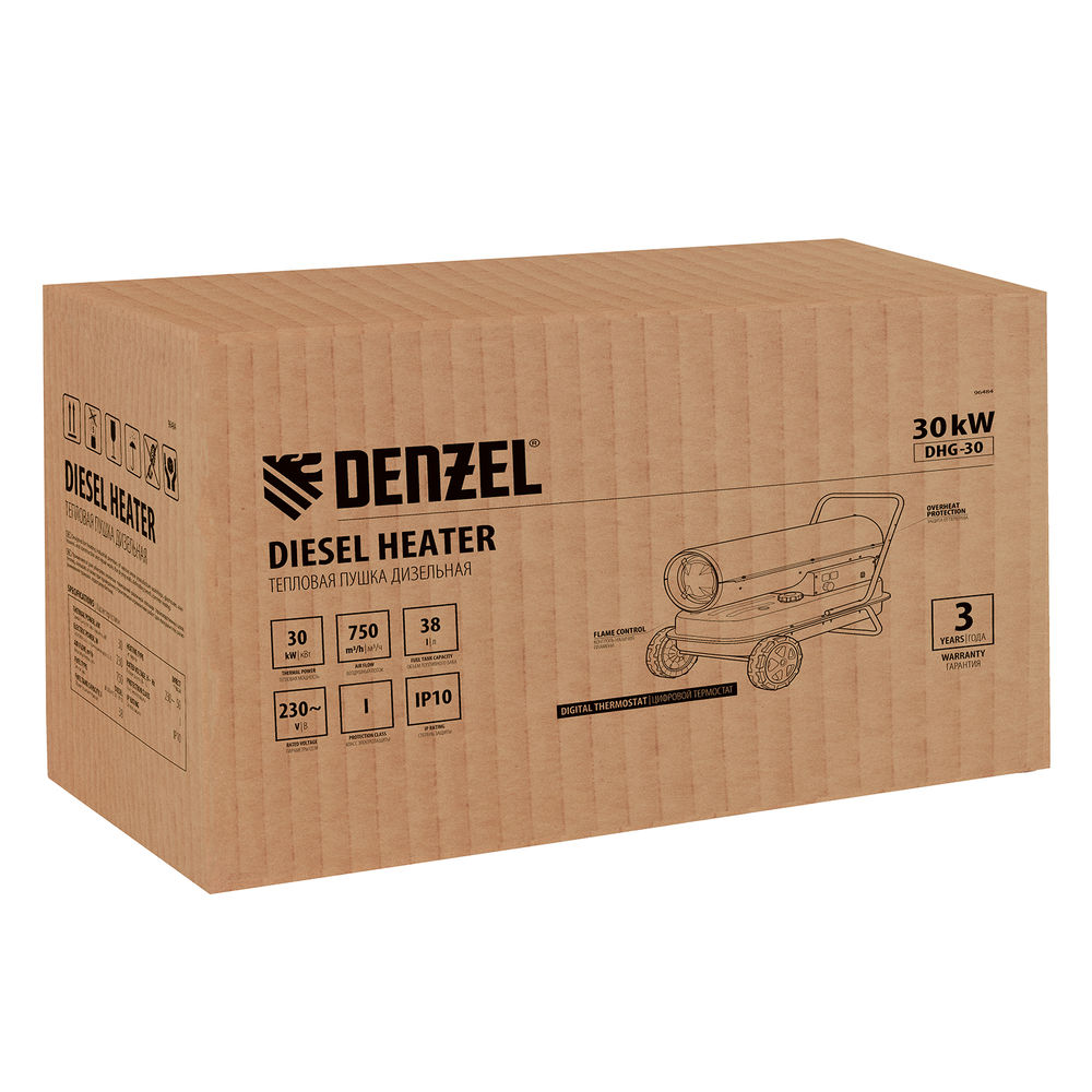 Дизельная тепловая пушка DHG-30, 30 кВт, 750 м3/ч, прямой нагрев Denzel (96484)