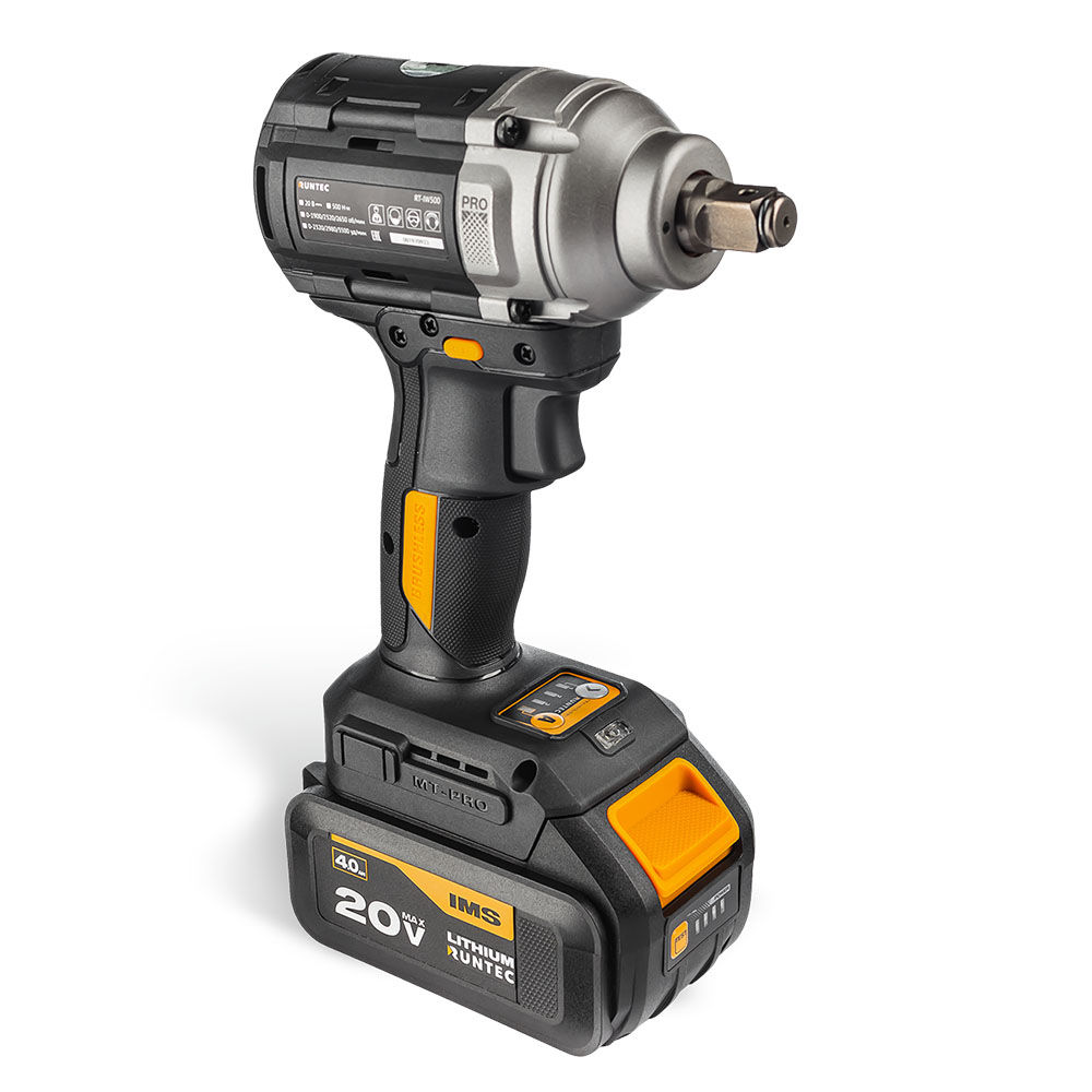 Гайковерт ударный аккумуляторный RUNTEC PRO 1/2, 20В, 2*4Ач, 500Нм, RUNTEC, RT-IW500