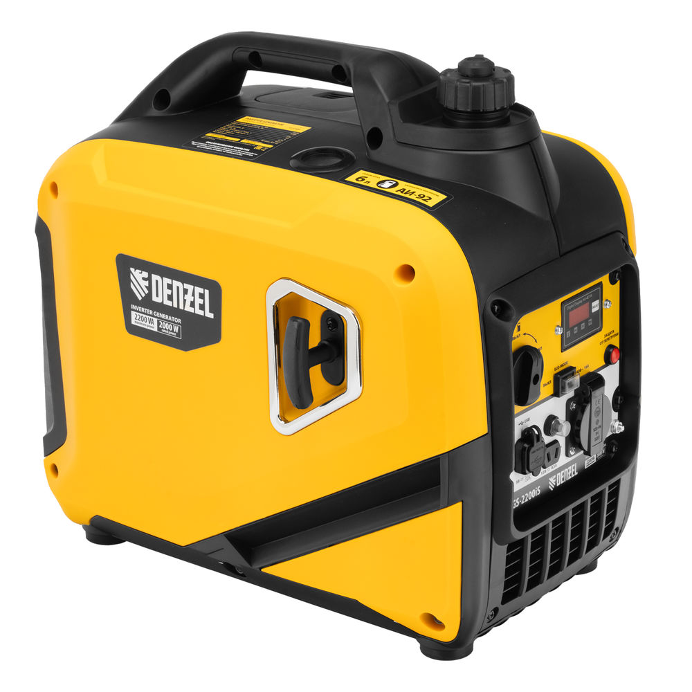 Генератор инверторный GS-2200iS, 2,2 кВт, 230 В, закрытый корпус, ручной старт DENZEL (94713)