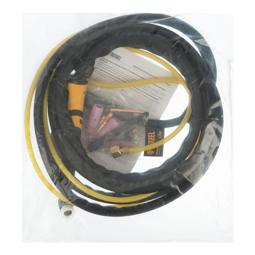 Горелка сварочная TIG WP17V, прямое подключение к баллону, 4 метра Denzel (93643)