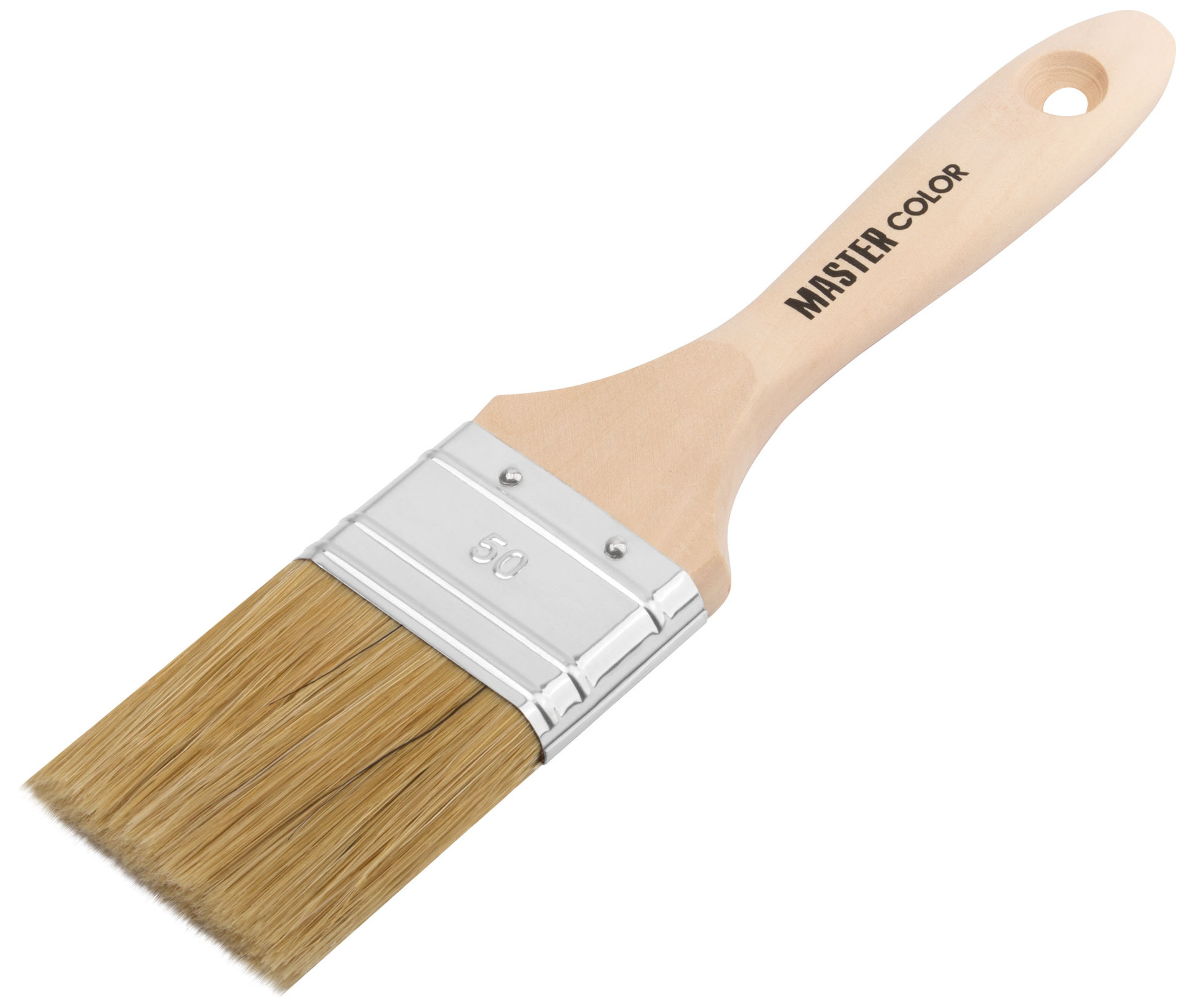Кисть флейцевая, толщ. 18 мм, 50% ПБT/50% светлая натур. щетина, нерж. обжим, ширина 50 мм (30-0043д)