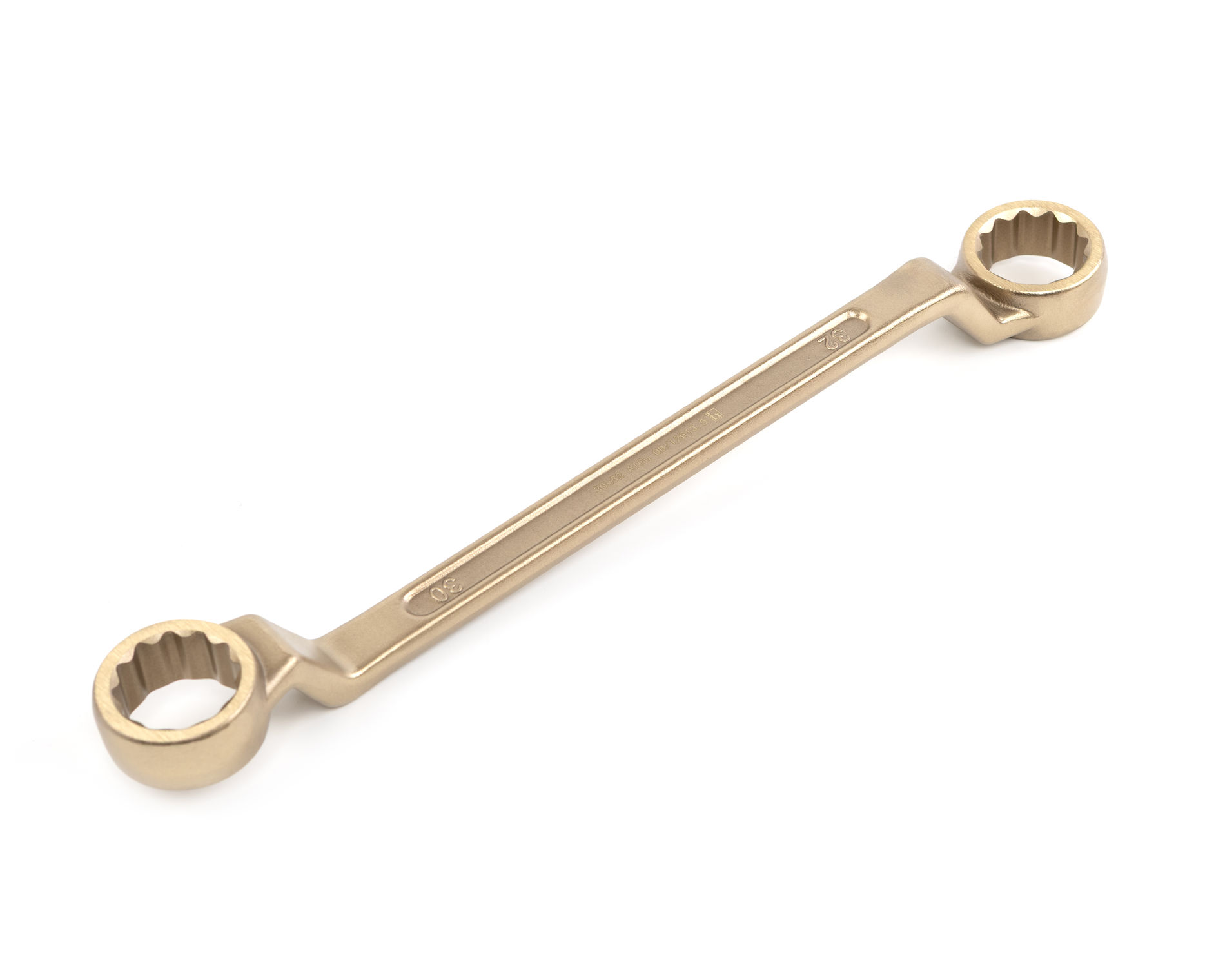 Ключ гаечный накидной двусторонний коленчатый 30х32 искробезопасный сплав AlCu 151-3032, HORTZ