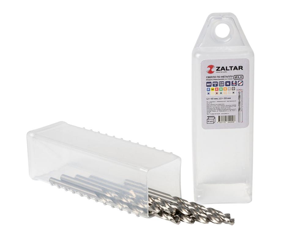 Комплект свёрл по металлу индустриальных, 10 шт, DIN 338, HSS-G, Тип N, 5xD, O3.00 мм (ZA-73030-S10)