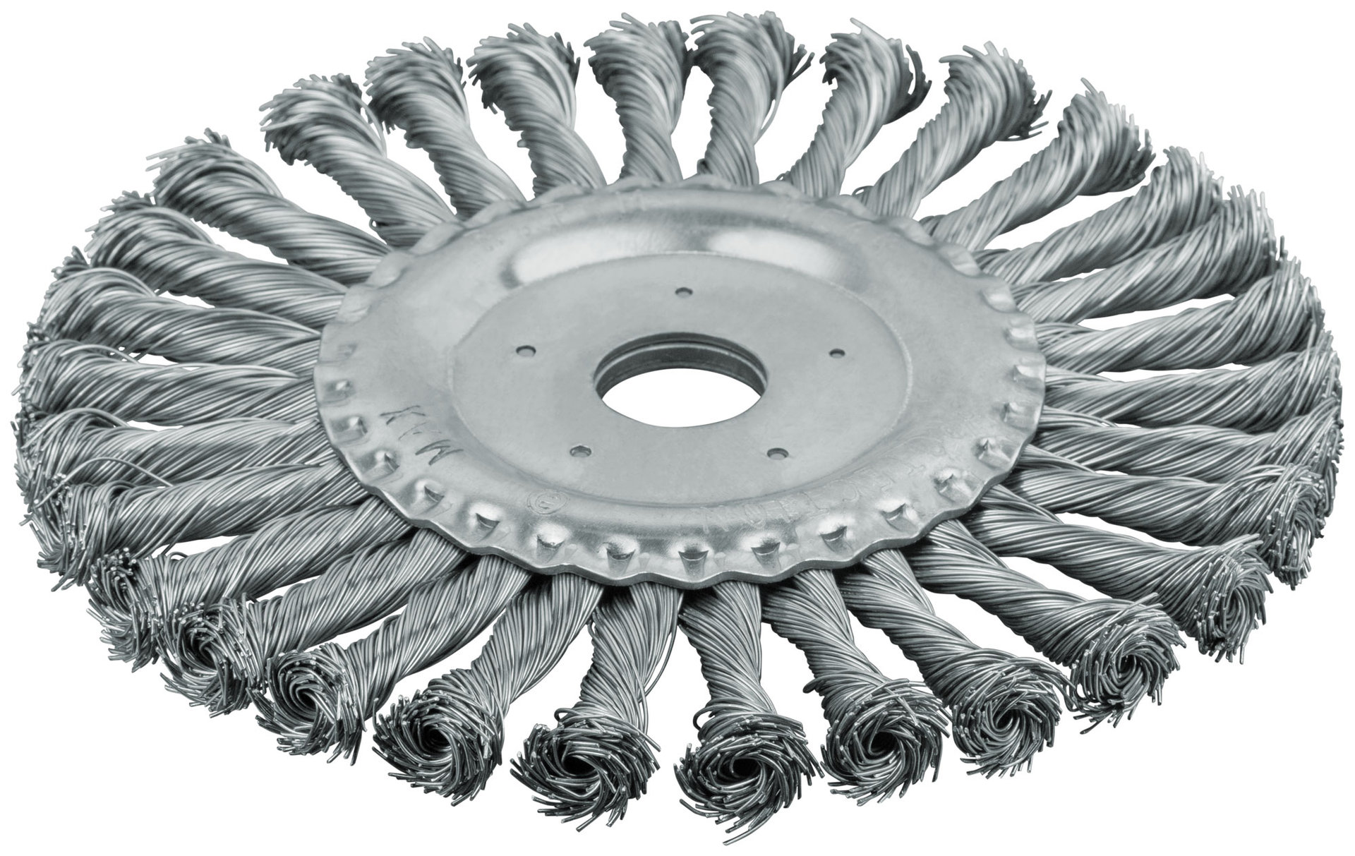 Корщетка-колесо, посадочный диаметр 22,2 мм, стальная витая проволока 180 мм (39108)